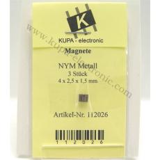 Neodym Magnete NYM48 Metall 4 x 2,5 x 1,5 mm