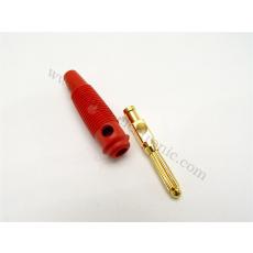 Hirschmann Büschelstecker 4 mm vergoldet mit Querloch, Lötanschluss, rot