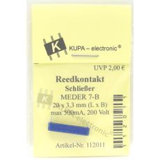 Reedkontakt MEDER 7-B Schließer L20 x B3,3 mm max 500 mA max 200V