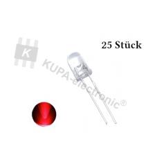 Led 5 mm rot transparent > 3000 mcd, 25 Stück