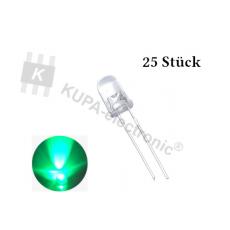 Led 5 mm grün transparent > 3000 mcd, 25 Stück